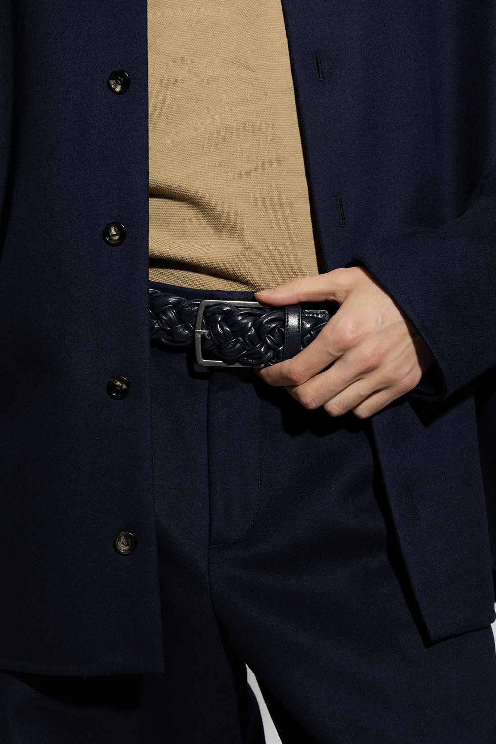 Navy blue Woven leather belt Bottega Veneta - Vitkac AS